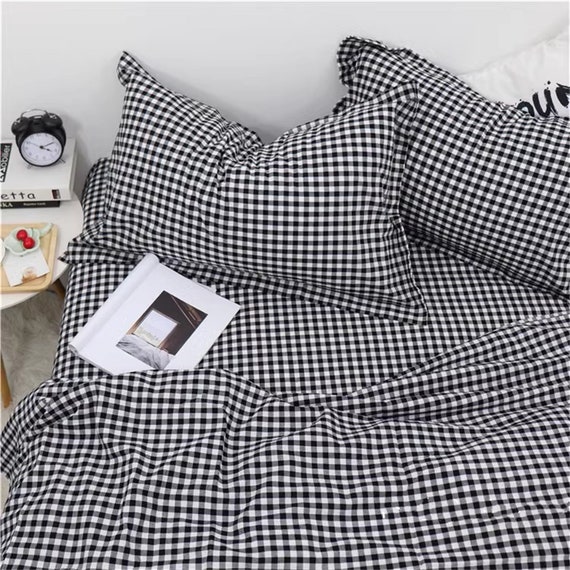 Black and white plaid bed skirt online