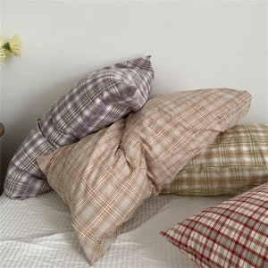 9 Colors Gingham Pillowcases Cotton Plaid Pillowcases Standard Size Pillowcases Gingham Bedding Accessories Envelope Pillowcases 29"x19"