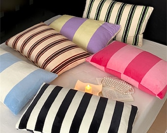 Soft Velvet Pillowcases Striped Pillow Shams in Winter Striped Pillowcases Full Queen Pillowcases Velvet Pillow Covers Velvet Dorm Bedding