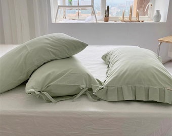 Light Green Pillowcases Standard Size Pillow Covers Solid Color Pillowcases Green Pillow Shams Simple Pillow Covers Custom Pillowcases