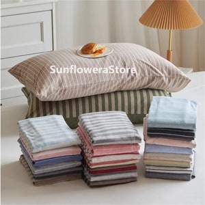 18 Colors Striped Envelope Pillowcases Soft Cotton Pillowcases Striped Pillow Covers Striped Pillow Shams Striped Dorm Bedding 19"x29"