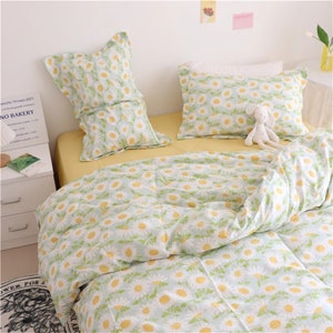 2023 Sunflower Bedding Floral Bedding Set Cotton Twin Full Queen Duvet Cover Sunflower Bedding Accessory Flower Dorm Bedding Comforter Cover image 2