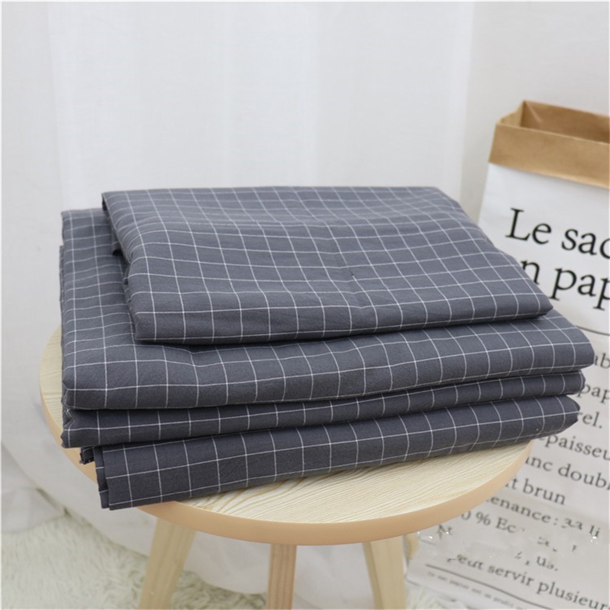 Black Gingham Duvet Cover Set Plaid Dorm Bedding Set With Etsy