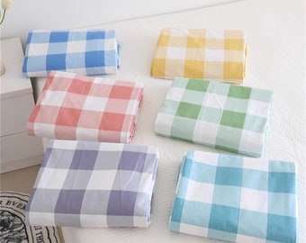 Multicolored Gingham Bedding Sets&Pillowcases Plaid Duvet Cover Set Twin Full Queen King Duvet Cover Plaid Back to School Cotton Bedding
