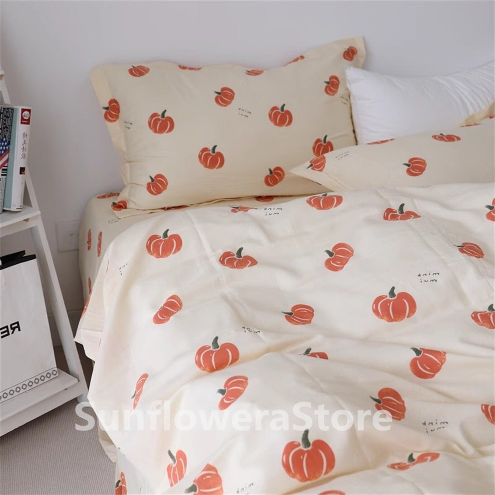 Pumpkin Pattern Duvet Cover Cute Cotton Bedding Sets Halloween Bedroom
