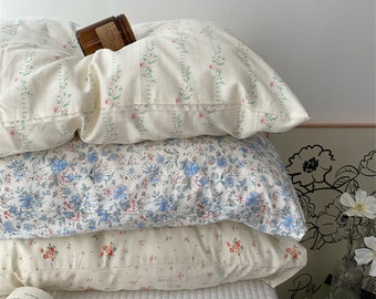 Standard Pillowcases Floral Pillow Shams Flower Pillowcases Vintage Pillow Covers Flower Bedding Back to School Bedding Accessory Pillowcase