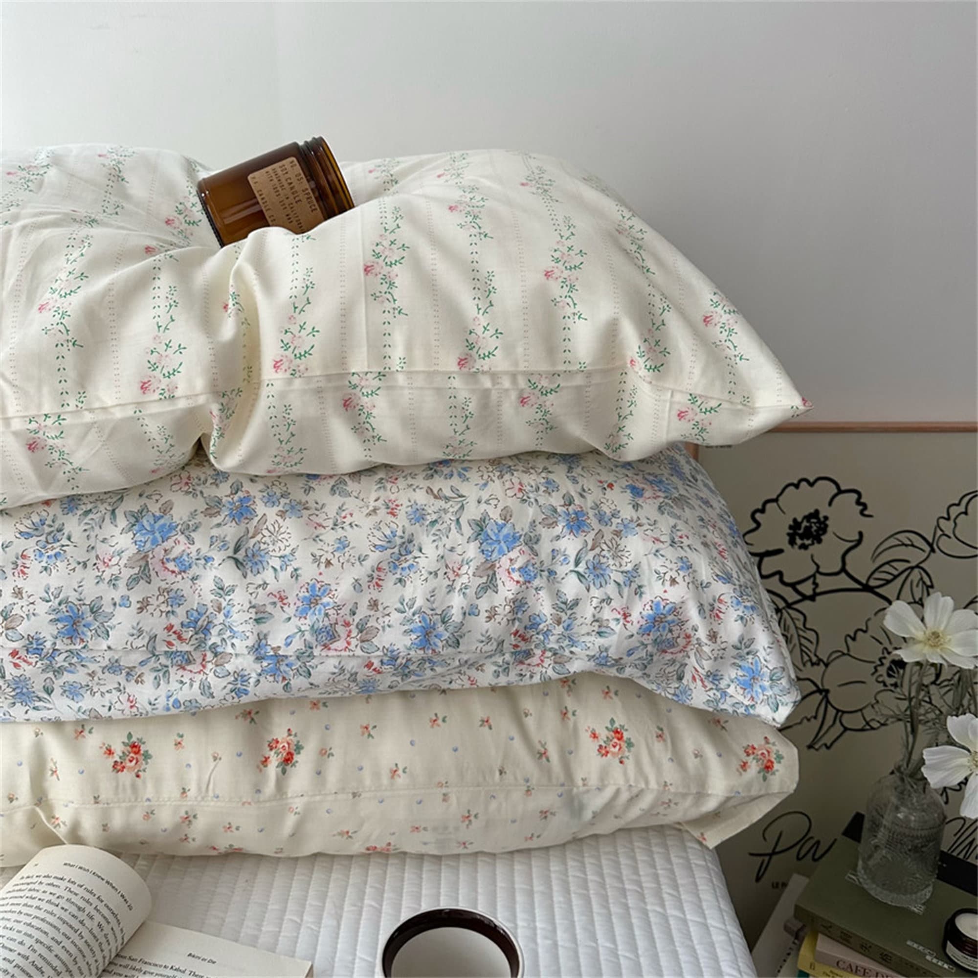Floral pillow shop shams