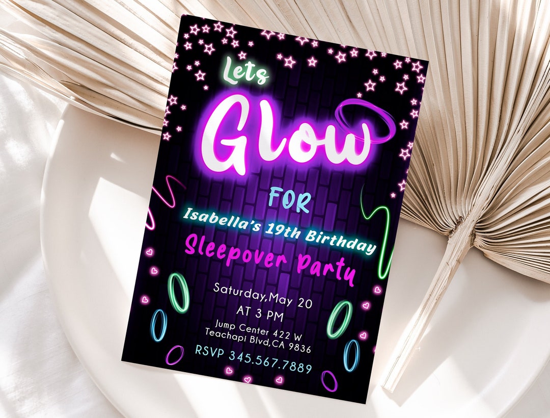 Editable Glow Party Invitation Template Printable Glow Etsy Editable Glow Party Invitation Template Printable Glow Etsy