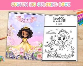 Custom Princess Coloring Book, Personalized Coloring Pages, Tracing, Affirmations for Girls, Cute Birthday, Easter, Christmas Gift for Kids