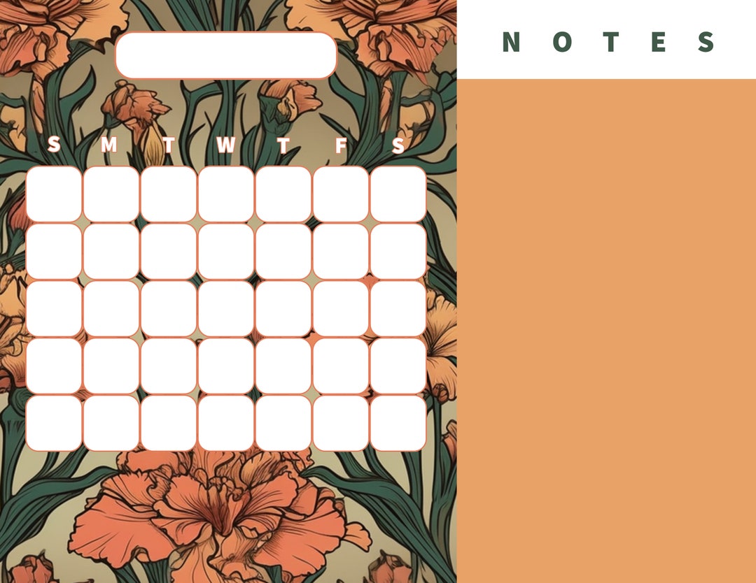 Printable Carnation Calendar and Planner Etsy