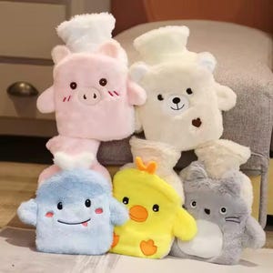 Adorable Animal Hot Water Bottles – 500ml Plush Cartoon Cover