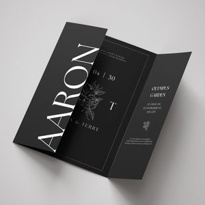 Classic Black Wedding Invitation Gatefold Minimalist Wedding Invitation Folded Elegant Black Wedding Invitation Luxury Wedding Invitation