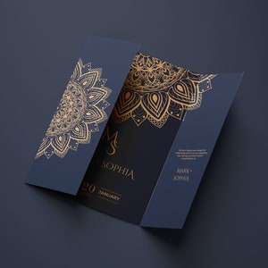 Faire-part de mariage gatefold Faire-part de mariage élégant en or bleu Faire-part de mariage royal Faire-part de mariage minimaliste en toile or bleu