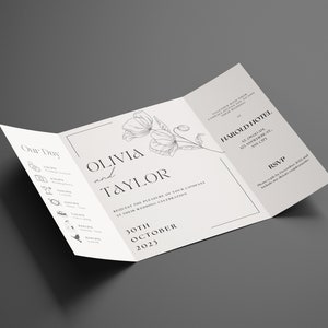 Simple Gatefold Wedding Invitation Modern Wedding Invitation Template Classic Wedding Invitation Simple Canva Editable Wedding Invitation