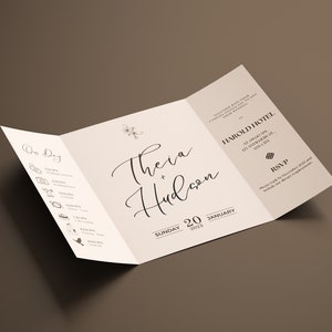 Minimalist Gatefold Wedding Invitation Modern Wedding Invitation Template Classic Wedding Invitation Canva Downloadable Wedding Invitation