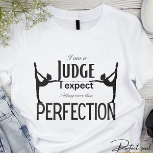 Gymnastics Adult T-shirt for Judge Gift for Artistic Gymnast Crewneck Perfection Rhythmic Tee for Acrobatic Judge Unisex Coach Cotton Top