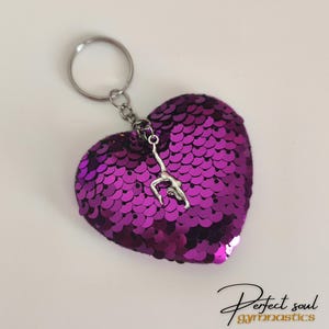 Gymnastics Key chain Gymnast Charm Girl Heart Key Chain Gift Dance Sequin Key Chain Gymnastics Gift Key Ring Daughter Gymnast gift for Girl