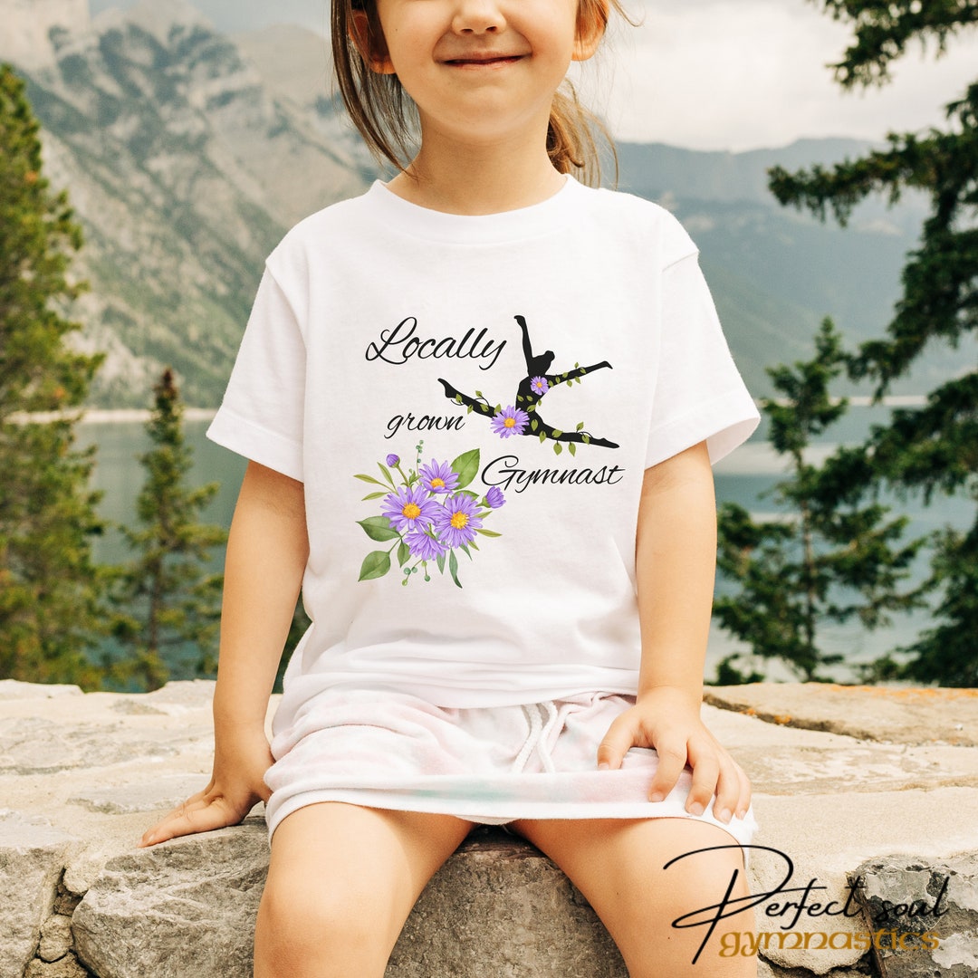 T-shirt Attillata Per Ragazze 'Gymnastics Gold Script', 100% Cotone, Manica Corta, Threadrock, Nuova Con Etichette