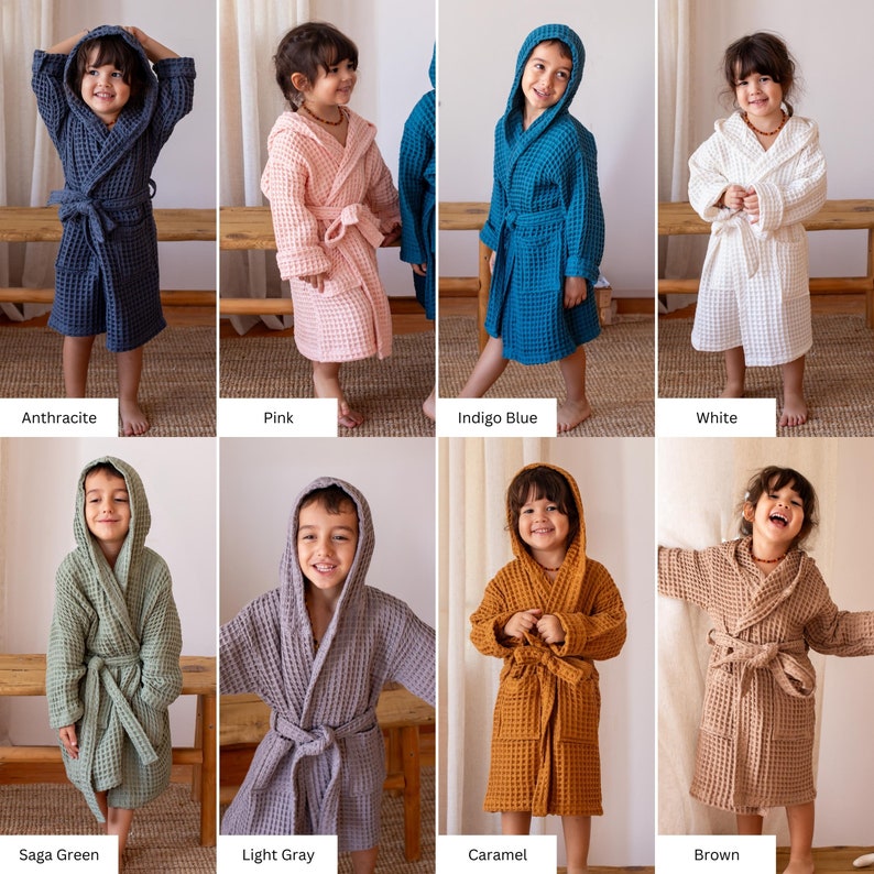 Elegant Waffle Weave Baby Bathrobe, Luxurious Hooded Infant Robe, Soft and Thick Toddler Dressing Gown, Ideal Baby Shower or Newborn Gift image 9