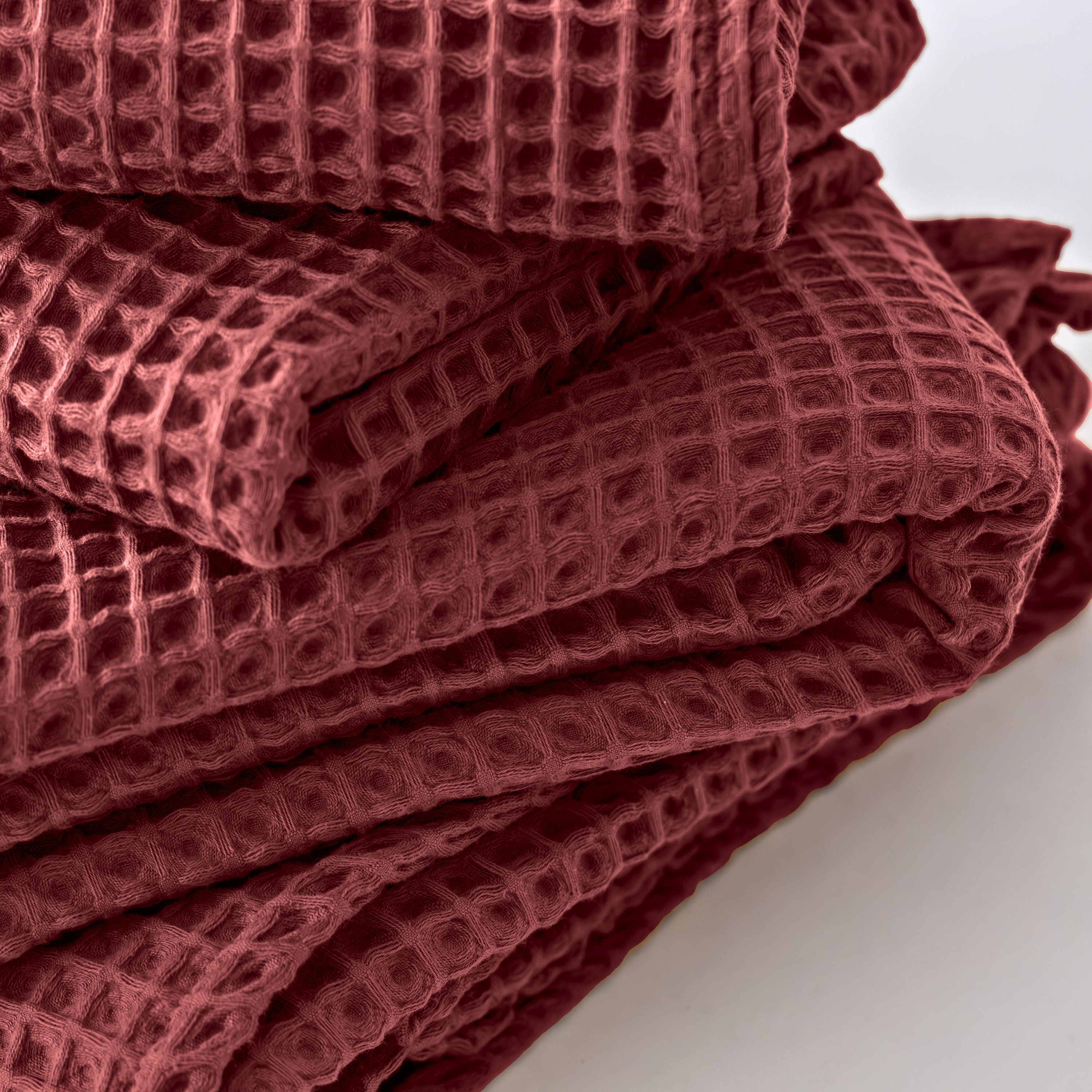 Red Waffle Cotton Bed Cover Queen or King Size Bedspread Soft Bed Throw Farmhouse Gift Throw Blanket Light Waffle Blanket for Summer Etsy Canada