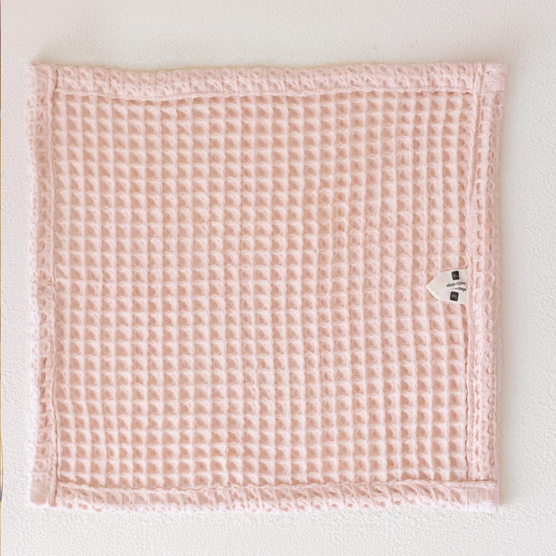 Soft waffle weave towel flat lay — waffle face towel washcloth in OEKO-TEX Turkish cotton