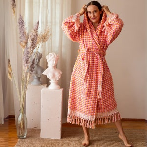 long dressing gown, womens robe, robe for men, cotton robe long, handwoven gift, hoodie robe, gift for women, beach towel, modern bathroom, night gown, maid of honor, bridesmaid robe, robes for women