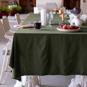 Vintage Natural Cotton Tablecloth, Custom Size Square or Rectangle Table Cover, Rustic Wedding Table Linens, Soft Dining Table Decor Gift