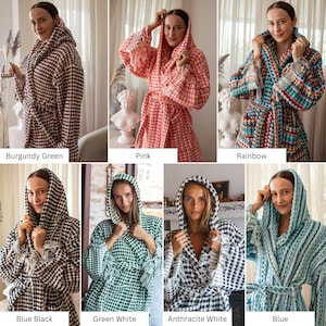 long dressing gown, womens robe, robe for men, cotton robe long, handwoven gift, hoodie robe, gift for women, beach towel, modern bathroom, night gown, maid of honor, bridesmaid robe, robes for women