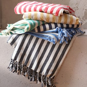 Luxurious Striped Turkish Cotton Peshtemal Towel, Quick Dry Beach Towel, Colourful Dressing Gown, Ultra Soft Sauna Towel, Ideal Gift for Her