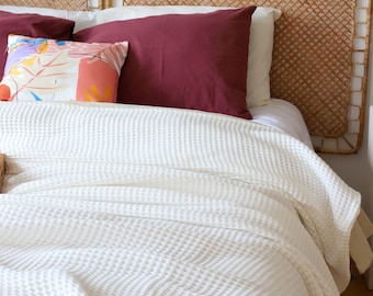 Organic Turkish Cotton Waffle Weave Throw Blanket and Pillowcases