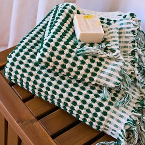 Turkish Bath Towel, Organic Towel Thick, Soft Towel, Beach Towel, Hand Towel, Bathroom Decor Gift Towels, Decorative Multicolor Green Towel
