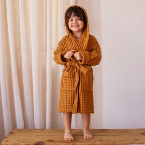 Elegant Waffle Weave Baby Bathrobe, Luxurious Hooded Infant Robe, Soft and Thick Toddler Dressing Gown, Ideal Baby Shower or Newborn Gift image 7