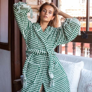 cotton robe, housewarming gift, natural clothing, women robe, dressing gown, bridesmaid robe, kimono robe, long robe, bath wear, custom robe, woman night gown, bubble bathrobe, mens robe