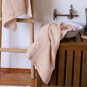 Waffle Bath Towels, 100% Turkish Organic Cotton Bath Towels and Hand Towels, Decorative Luxury Lint Free Absorbent Quick Dry Waffle Towels