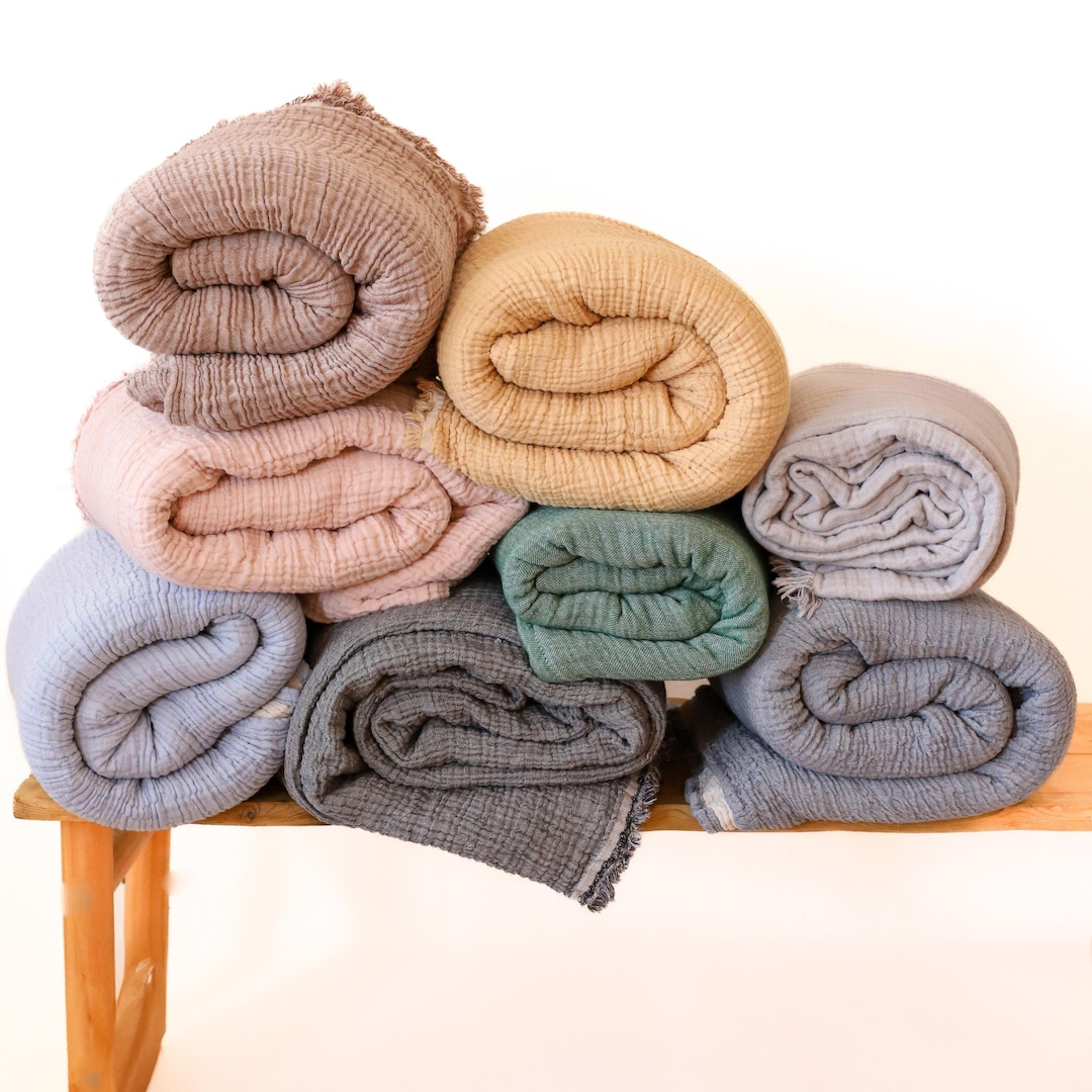 Soft Double Sided 4 Layers Gauze Bedspread, Perfect Muslin Bed Cover, Boho Cotton Sofa Cover