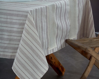 Striped Turkish Cotton Tablecloth, Rustic Farmhouse Table Decor