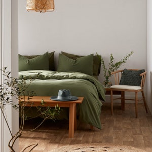 Linge de lit doux en lin de coton lavé à la pierre, ensemble de housse de couette King Farmhouse naturel, ensemble de literie minimaliste