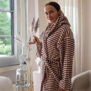 long dressing gown, womens robe, robe for men, cotton robe long, handwoven gift, hoodie robe, gift for women, beach towel, modern bathroom, night gown, maid of honor, bridesmaid robe, robes for women