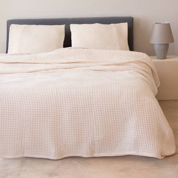 Waffle Weave Organic Turkish Cotton Bedspread: Boho King Size Throw