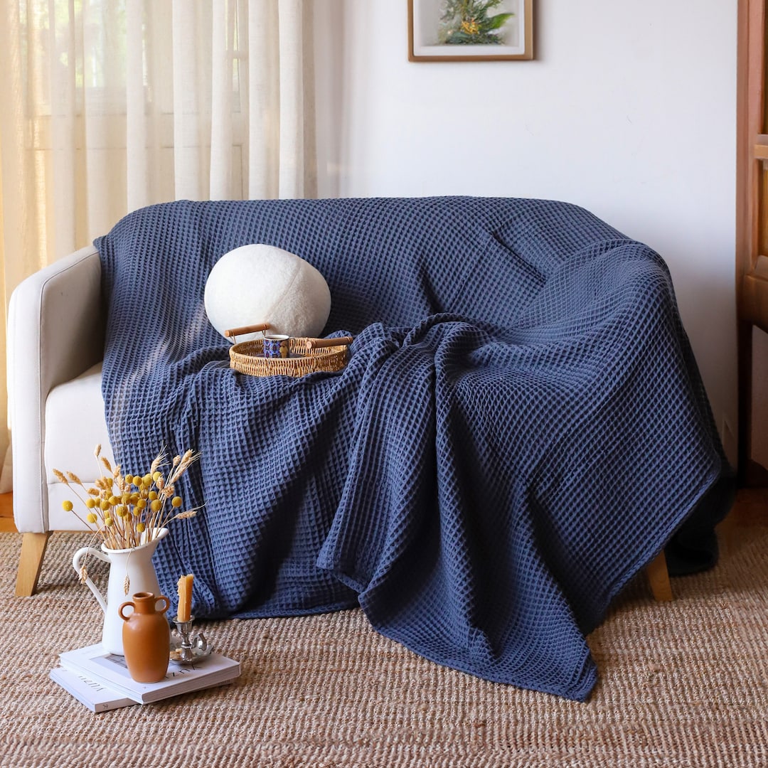 Soft Cotton Waffle Sofa Cover, Natural Couch Cover, Perfect Soft Cotton Waffle Sofa Cover, Natural Couch Cover, Perfect
