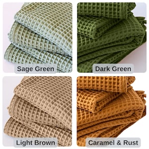 Organic 100% Turkish Cotton Waffle Towel Sets for Bathroom, Luxury Waffle Weave Hand Face Bath Body Towels, Perfect Farmhouse Decor & Gifts - 9
