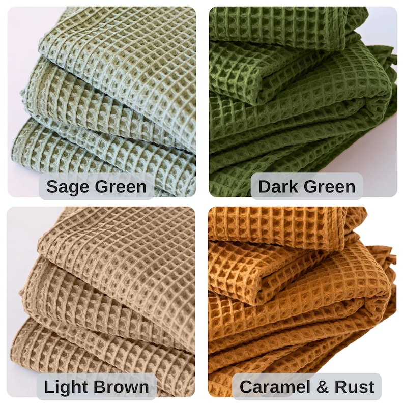 Organic 100% Turkish Cotton Waffle Towel Sets for Bathroom, Luxury Waffle Weave Hand Face Bath Body Towels, Perfect Farmhouse Decor & Gifts - 9