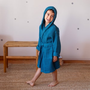 Elegant Waffle Weave Baby Bathrobe, Luxurious Hooded Infant Robe, Soft and Thick Toddler Dressing Gown, Ideal Baby Shower or Newborn Gift image 8