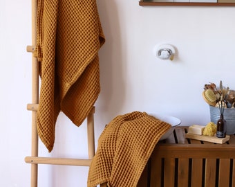 Absorbent Cotton Caramel Waffle Towel Set, Thick Bath Towel, Luxury Woven Hand Towel, Soft FaceTowel, Ideal Guest Towel, Perfect Gift