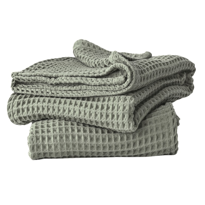 Sage Green Waffle Towels Sets for Bathroom, Organic Turkish Cotton Luxury Waffle Weave Bath Towels Hand Towels and Washcloths - Sage Green Towels ETSY-5