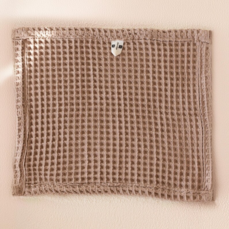 Soft waffle weave towel flat lay — waffle face towel washcloth in OEKO-TEX Turkish cotton