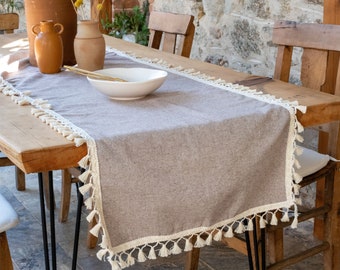 Cotone Tassel Dinner Decor Table Runner, Matrimonio, Compleanno, Cena del Ringraziamento, Party Table Linen, Farmhouse Table Mat