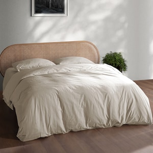 Capa de edredom de algodão sustentável, roupa de cama luxuosamente macia e respirável para camas king, queen, de solteiro, roupa de cama rústica disponível em todos os tamanhos