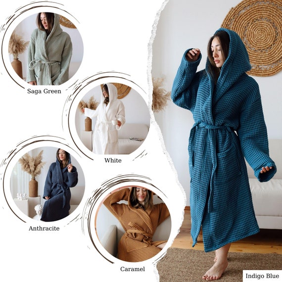 Soft Touch Linen Women's Waffle Robe. Knee Length, Lightweight, Absorbent  (Small, White) : Amazon.in: Home & Kitchen