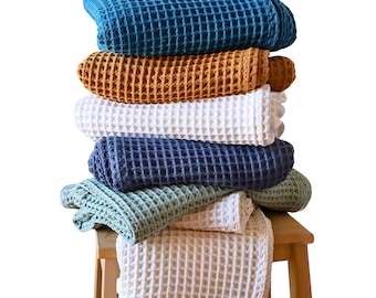 Organic Cotton King Throw Blanket: Waffle Weave OEKO-TEX Bedspread